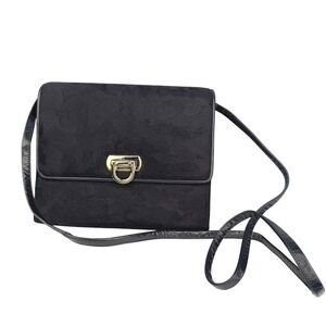 Vintage 90s Purse Frenchy of California Suede Leather Navy‎ Blue Shoulder